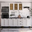 Ver imagem 1 de Cozinha Modulada Aurora 260cm Aéreo Portas Vidro Provençal Cor:branco