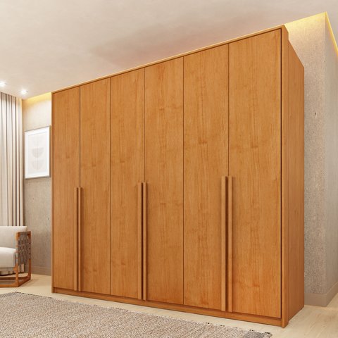 Guarda Roupa Casal 6 Portas 6 Gavetas 201cm Dubai Yescasa Marrom/Cinamomo
