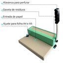Ver imagem 1 de Perfuradora Encadernadora Motivate PEC12FMT Disco Furo Cogumelo 12 Furos 20 Folhas