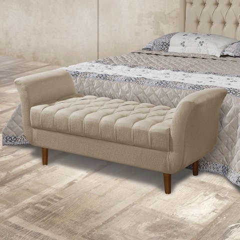 Divan Barcelona 1,30 Linho Bege Claro Grupo 1- 1/24 - Atraente Móveis - Cor: Bege