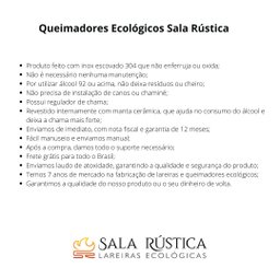 Queimador Lareira Ecológica a Álcool 92.8 ou Etanol - Ampato 75cm Sala Rústica - 11