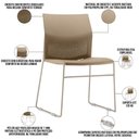 Ver imagem 2 de Kit 02 Cadeiras Empilhável Fixa Link F02 Base Aço Nude - Lyam Decor