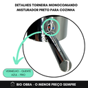 Ver imagem 6 de Torneira Jato Cozinha Gourmet Silicone Preto Monocomando Cromado