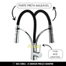 Torneira Jato Cozinha Gourmet Silicone Preto Monocomando Cromado - 3