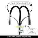 Ver imagem 3 de Torneira Jato Cozinha Gourmet Silicone Preto Monocomando Cromado