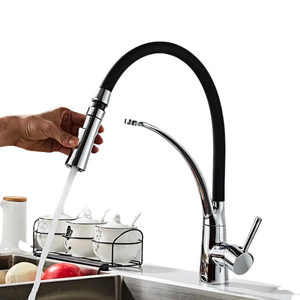 Torneira Jato Cozinha Gourmet Silicone Preto Monocomando Cromado