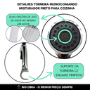 Ver imagem 5 de Torneira Jato Cozinha Gourmet Silicone Preto Monocomando Cromado
