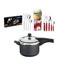 Ver imagem 1 de KIT - Panela de Pressão 4,5 Grafite + 1 Faqueiro Vermelho 30pç + 1 Faqueiro Inox 24pç -