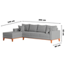 Sofá 4 Lugares Beny com Chaise Esquerdo Linho Cinza - 5