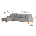 Ver imagem 5 de Sofá 4 Lugares Beny com Chaise Esquerdo Linho Cinza