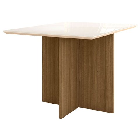 Mesa de Madeira 120 cm Harmonia com Vidro Carvalho/Off White - Pnr Móveis