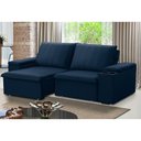 Ver imagem 2 de Sofá Retrátil Reclinável 3 Lugares 205cm Baluart F05 Veludo Azul - Mpozenato