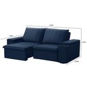 Ver imagem 4 de Sofá Retrátil Reclinável 3 Lugares 205cm Baluart F05 Veludo Azul - Mpozenato