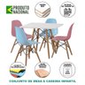 Conjunto de Mesa Eames Infantil 68cm Quadrado Branco 2 Cadeira Azul e 2 Rosa - 2