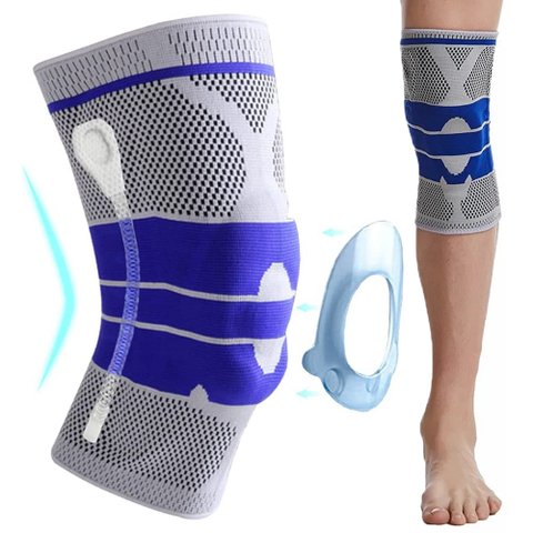 Joelheira Compressao Gel Silicone Ortopedica Apoio Suporte Joelho Pernas Patela Corrida Futebol