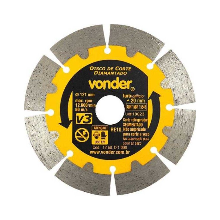 Disco Corte Diamantado Segmentado 121mm Vonder para Cpv 3150