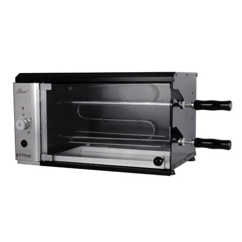 Churrasqueira Elétrica Vertical Titan Vertical Stand Bancada 2 Espetos Rotativos 2100W 220V Inox