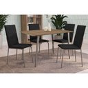 Ver imagem 1 de Conjunto: Mesa Sala Jantar Iguaçu C/ Tampo de Madeira 90cm e 4 Cadeiras Amsterdã Niquel/preto 110