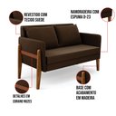 Ver imagem 6 de Namoradeira 2 Lugares Lana Suede Marrom Base de Madeira - D’Rossi