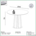 Ver imagem 5 de Mesa de Jantar 90cm C/ 2 Cadeiras e Base Ripada 100% Mdf Cor:off White com Freijó e Cesare Claro