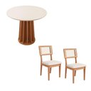 Ver imagem 2 de Mesa de Jantar 90cm C/ 2 Cadeiras e Base Ripada 100% Mdf Cor:off White com Freijó e Cesare Claro