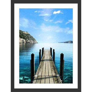 Quadro Decorativo Natureza Paisagem Mar Ponte Praia Salas Com Moldura