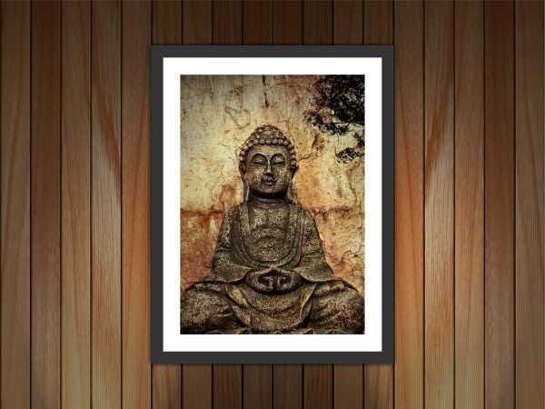 Quadro Decorativo Budismo Buda Religiosidade Chácras Decorações Interiores Com Moldura - 1