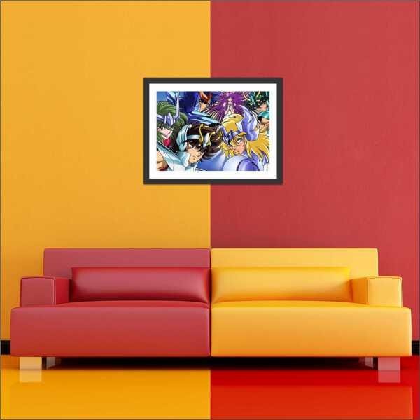 Quadro Decorativo Cavaleiros Dos Zodiaco Anime Desenho Salas Decorações Interiores Com Moldura - 2