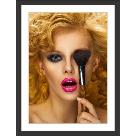 Quadro Decorativo Salão De Beleza Maquiagem Cabelereira Com Moldura