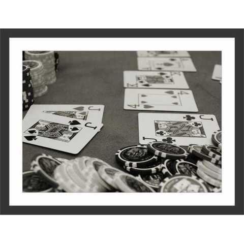 Quadro Decorativo Pôquer Cartas Baralho Salas De Jogos Interiores Com Moldura Decorações