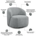 Ver imagem 5 de Kit 02 Poltronas Giratórias Orgânica para Sala Living Heidy F04 Linho Tramado Cinza - Lyam Decor