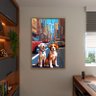 Quadro Decorativo Animais Cachorros em Pixels 2 com Moldura Dourada - 100x70 Cm - 3