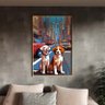 Quadro Decorativo Animais Cachorros em Pixels 2 com Moldura Dourada - 100x70 Cm - 1