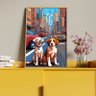 Quadro Decorativo Animais Cachorros em Pixels 2 com Moldura Dourada - 100x70 Cm - 4