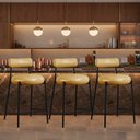 Ver imagem 1 de Banqueta Cozinha Média com Encosto Kit 3 Industrial Preto Londres PU Facto D03 - D'Rossi
