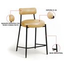 Ver imagem 3 de Banqueta Cozinha Média com Encosto Kit 3 Industrial Preto Londres PU Facto D03 - D'Rossi