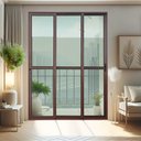 Ver imagem 2 de Porta Correr 3F.Móv.1/3 210x200 Elite c/Fechad.Tetra V.Lis.Marrom Corten Brimak