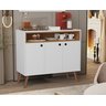 Buffet Paris 3 Portas Pés Palito Branco / Freijó - JM Casa dos Moveis - 1