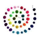 Ver imagem 1 de Guirlanda de Algodão com Pompons de Lã, 2,8m, 40 Pompons, Anéis Nas Pontas para Pendurar