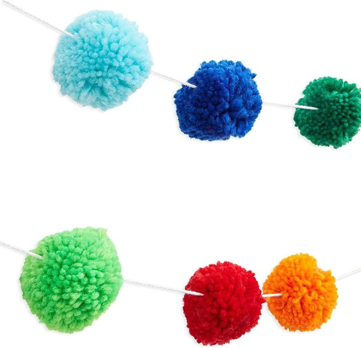 Guirlanda de Algodão com Pompons de Lã, 2,8m, 40 Pompons, Anéis Nas Pontas para Pendurar - 3