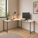 Ver imagem 1 de Mesa em L sem Prateleira Office em MDF Estilo Industrial Klm Store