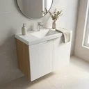 Ver mais imagens de Gabinete de Banheiro Suspenso 2 Portas em MDF 61 x 80cm Vittare Carvalho/Branco