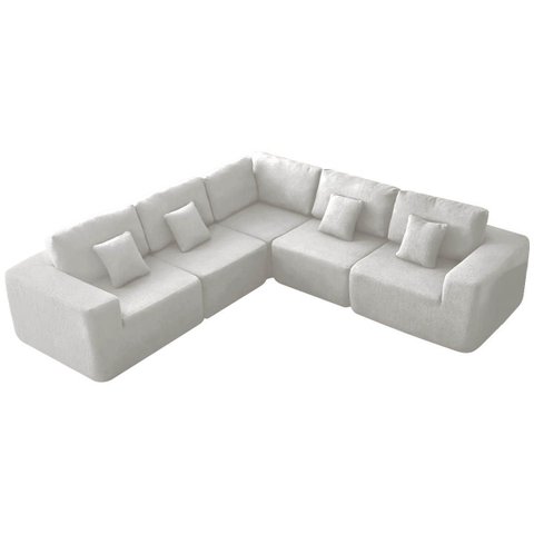 Kit Sofá Modular 5 Lugares Moderno Curvo Orgânico Adapt Bouclé