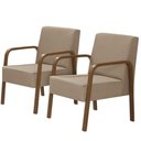 Ver imagem 1 de Kit 2 Poltronas 1 Lugar Jade Braço Madeira Dsalla Cappuccino