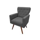 Ver imagem 1 de Poltrona Decorativa Aurora Suede Cinza Pés Madeira Ms Decor