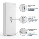 Ver imagem 4 de Armário Multiuso 2 Portas com Chave, 1 Gaveta e Pés Max Branco