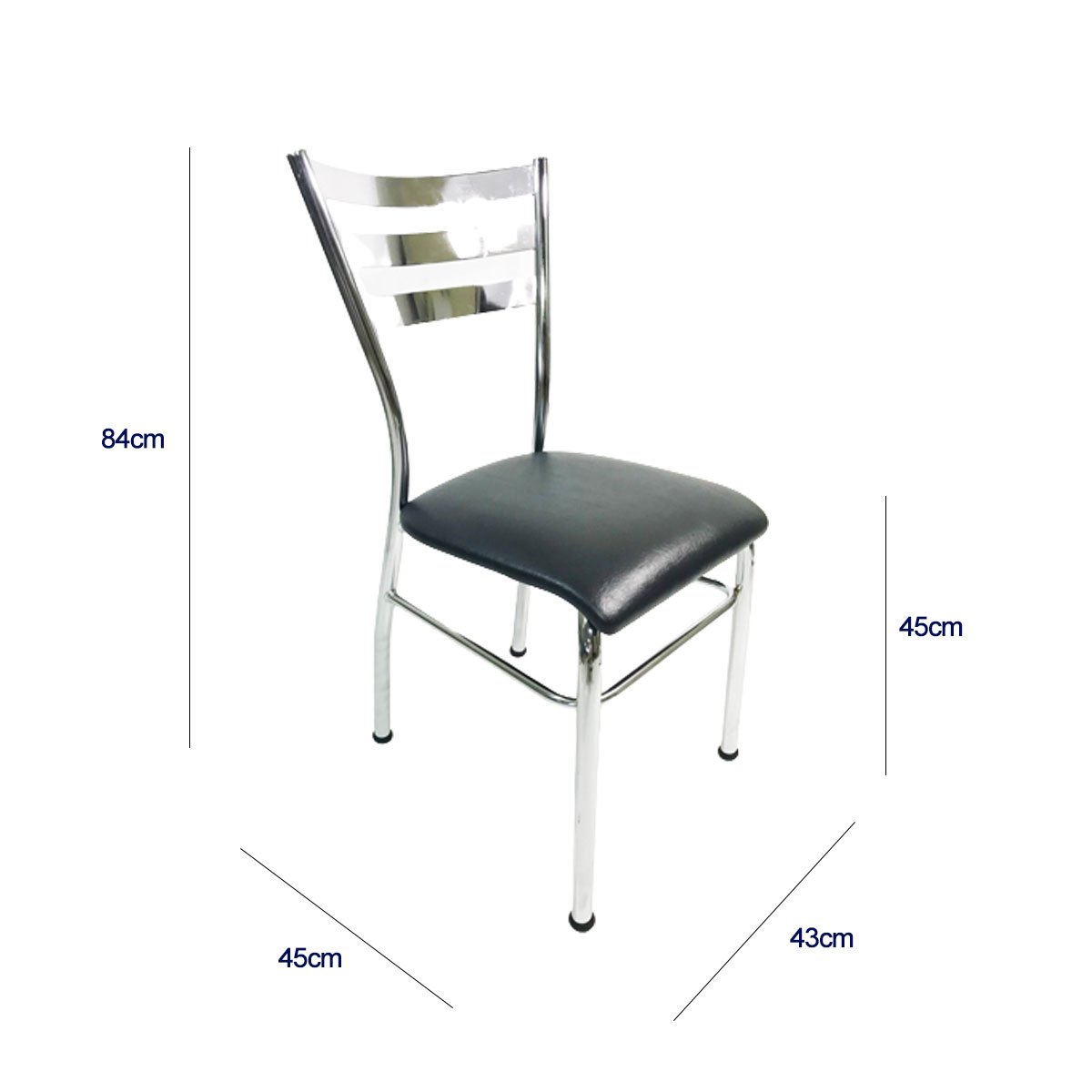 Cadeira de Cozinha com Reforço Cromada Assento Preto - 4