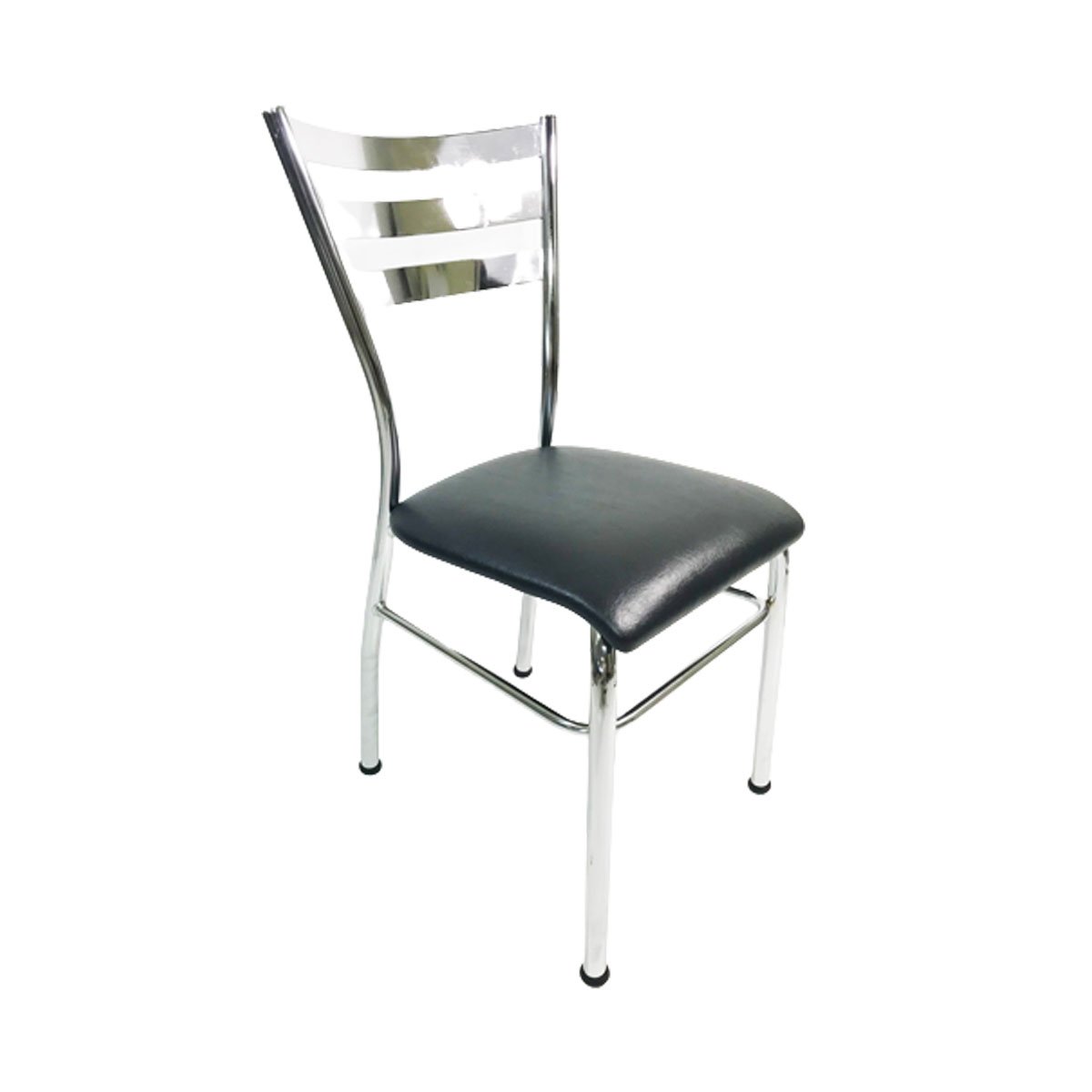 Cadeira de Cozinha com Reforço Cromada Assento Preto - 1
