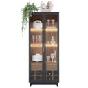 Ver imagem 3 de Conjunto Sala de Jantar Cristaleira Tijuca e Buffet Vicky C05 Preto Fosco/Noce Milano - Mpozenato