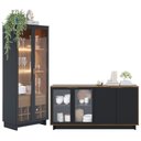 Ver imagem 1 de Conjunto Sala de Jantar Cristaleira Tijuca e Buffet Vicky C05 Preto Fosco/Noce Milano - Mpozenato